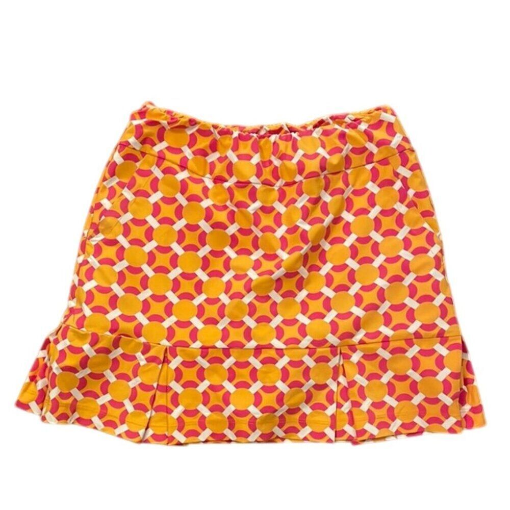 Katherine Way Scottsdale Pleated Skort Womens Size Small Orange Pink Geometric